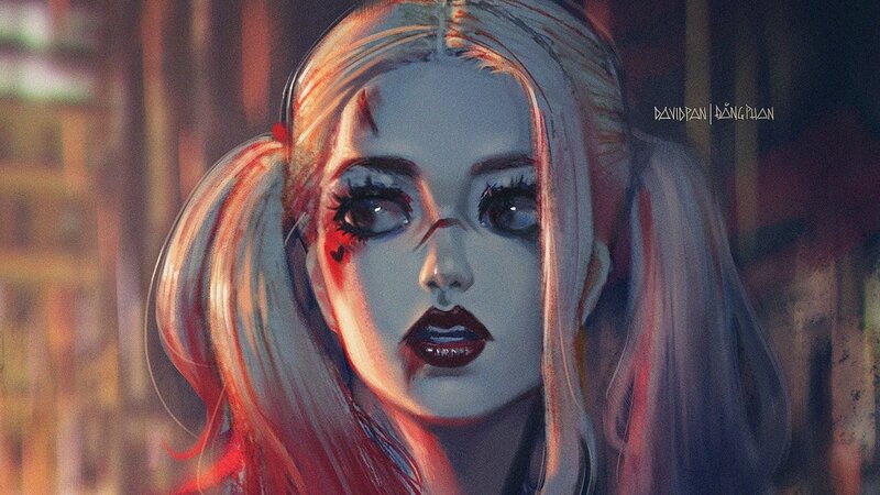 Harley Quinn Portrait — Red