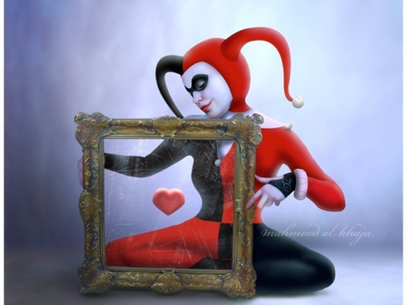 Harley Quinn with a mirror
