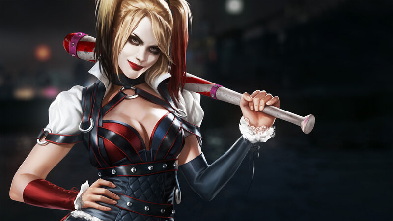 Harley Quinn with Bat — Black, Dramatic