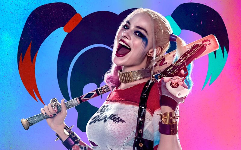 Harley Quinn with Bat — Blue, Chaotic