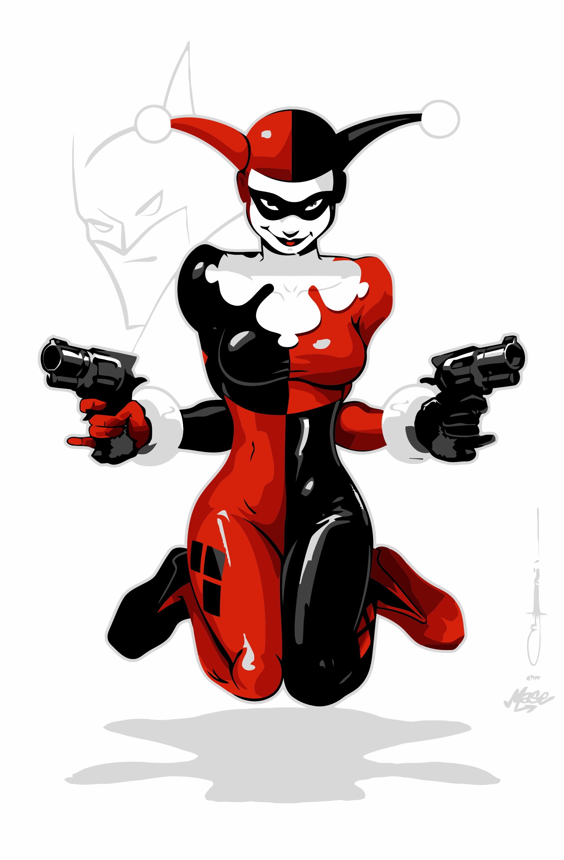 Harley Quinn with guns