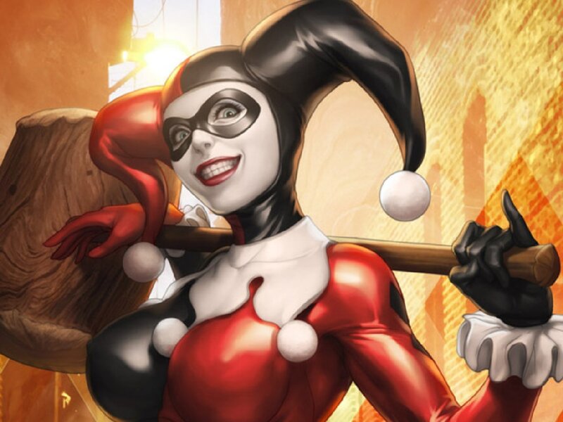 Harley Quinn with Mallet — Red, Dramatic