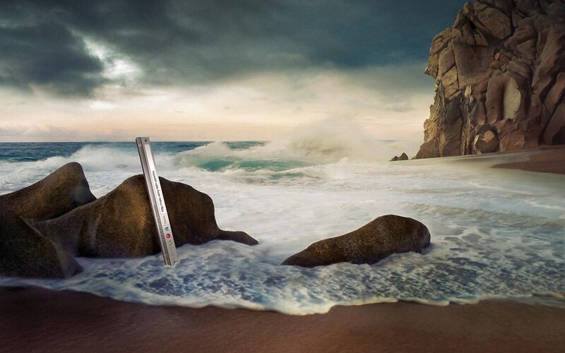 Harmonica on a stormy beach