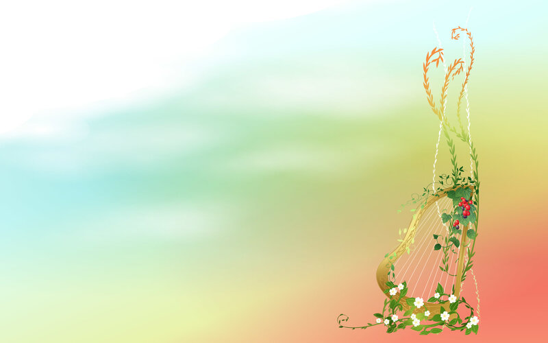 harp with floral vines