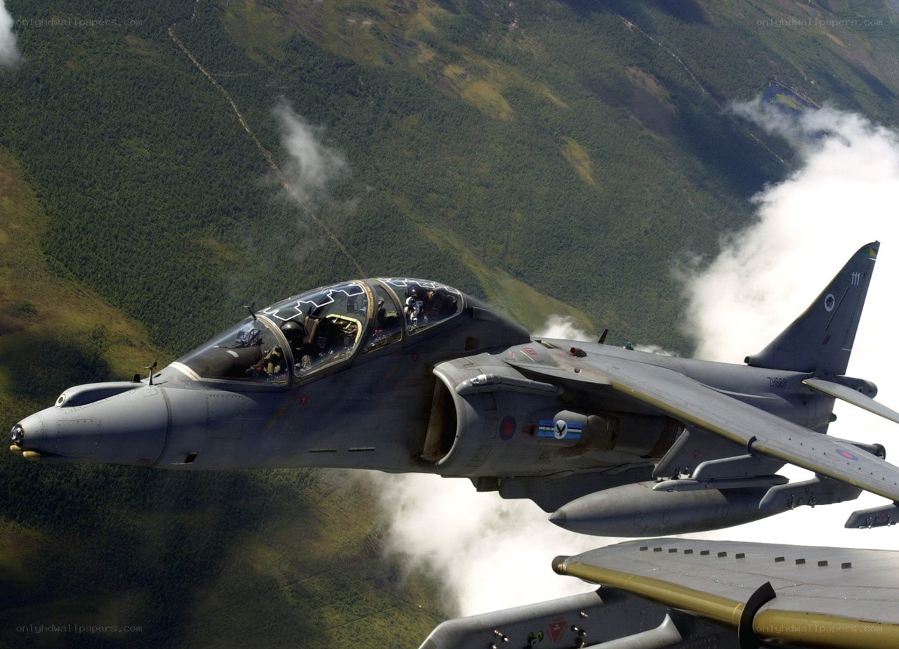 Harrier jet in flight