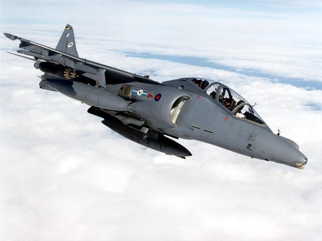 Harrier jet in flight