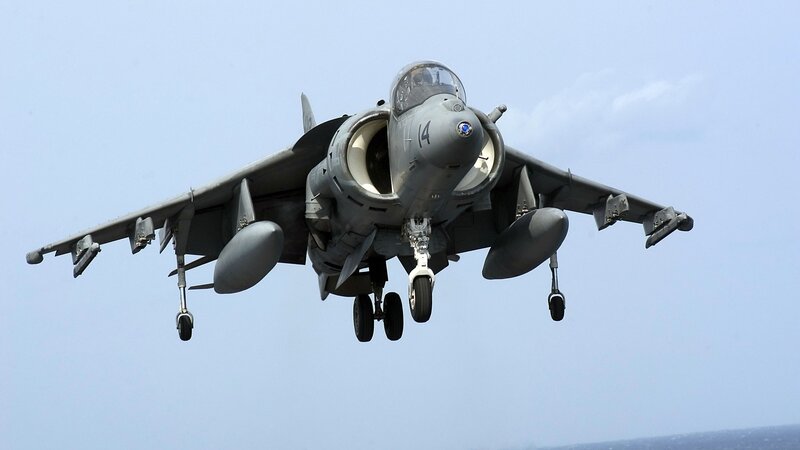 Harrier jet in flight