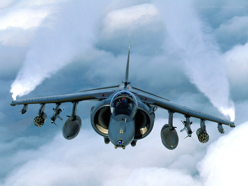 Harrier jet in flight