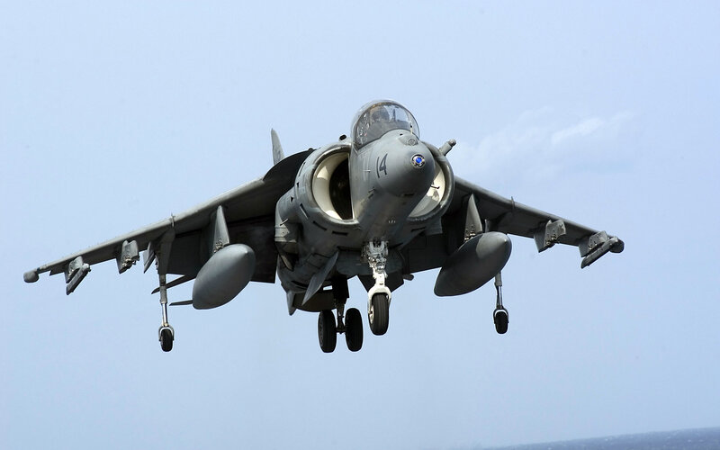 Harrier jet in flight