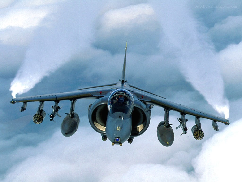 Harrier jet in flight