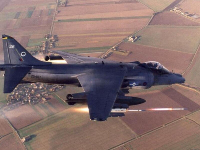 Harrier Jet in Flight — Gray