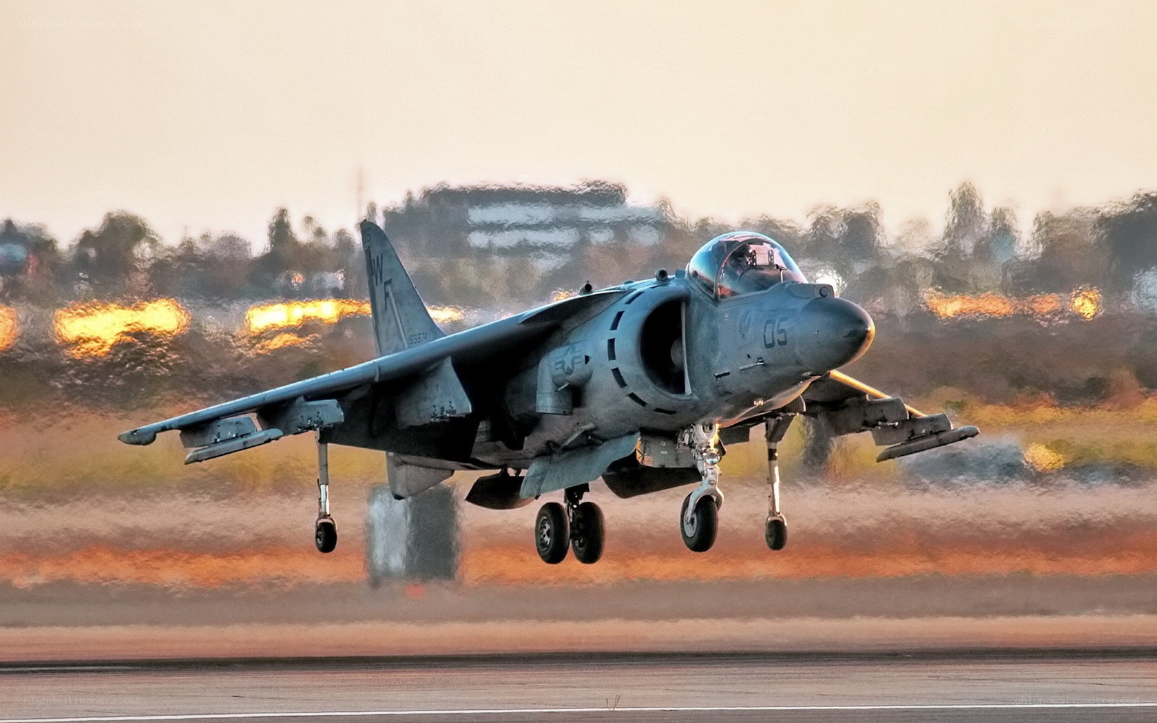 Harrier jet taking off