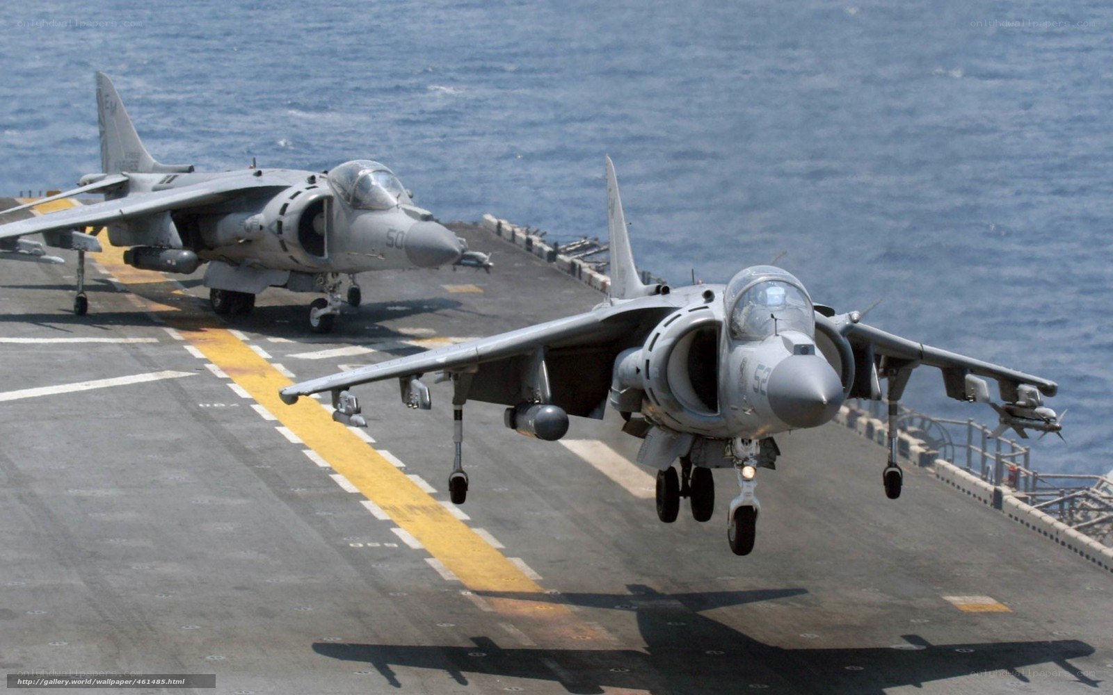 Harrier jets on aircraft carrier
