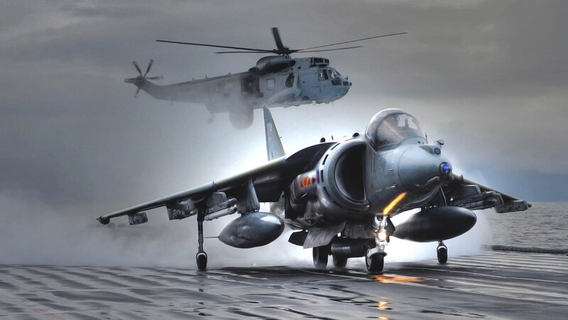 Harrier Jump Jet — Gray, Dramatic, Digital Art
