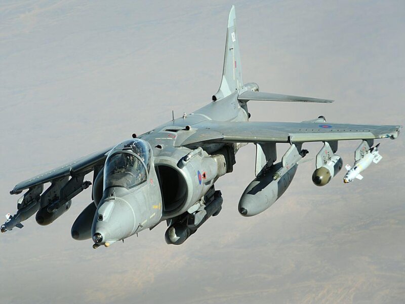 Harrier Jump Jet — Gray, Dramatic, Photograph, Aircraft