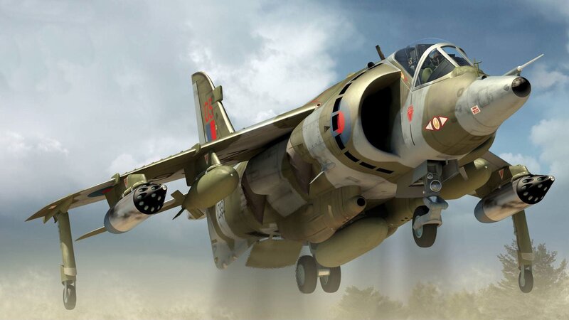 Harrier jump jet in flight