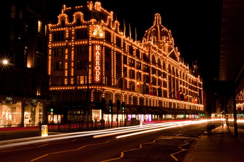 Harrods at night