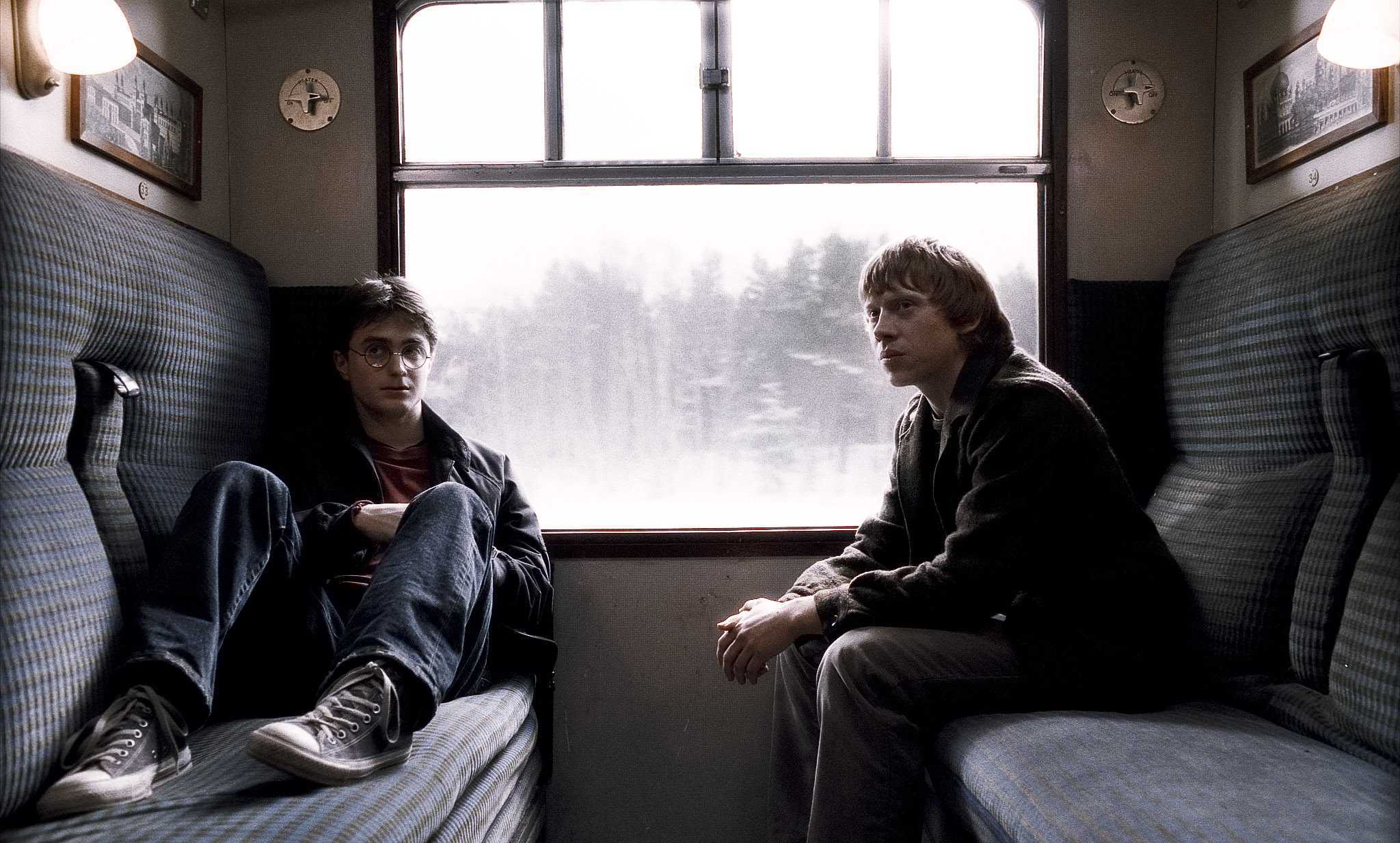 Harry and Ron on the train