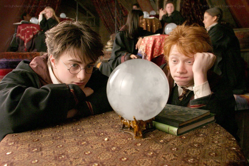 Harry and Ron with a crystal ball