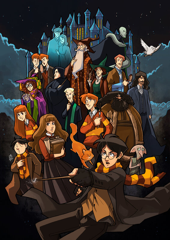 Harry Potter and Friends — Black, Dramatic, Night