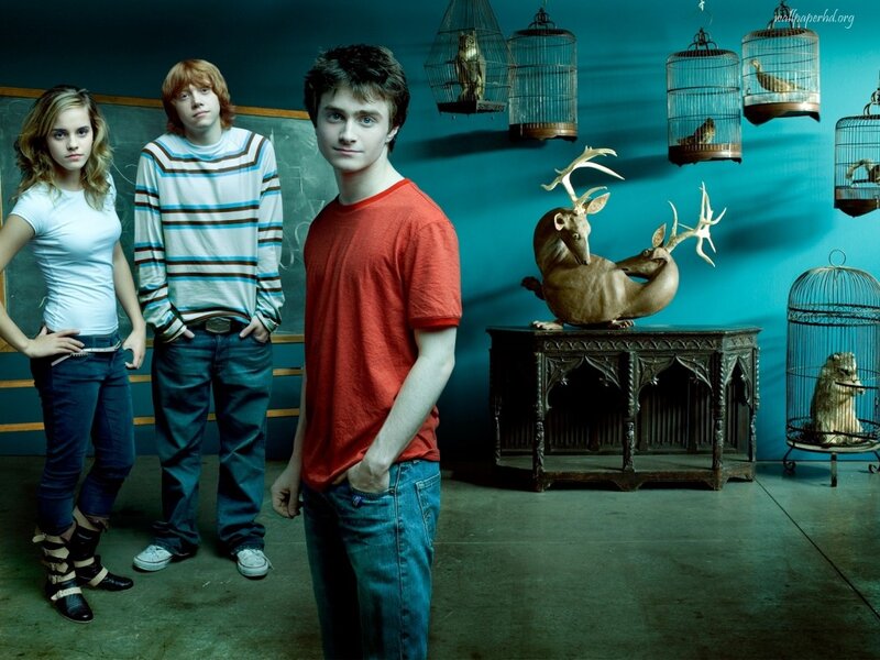 Harry Potter and friends in a classroom