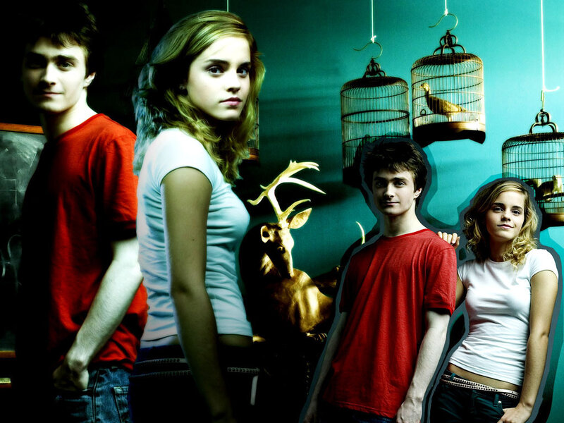 Harry Potter and friends in a classroom