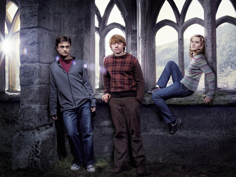 Harry Potter and friends in castle