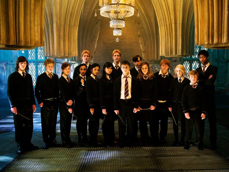 Harry Potter and friends in the hall