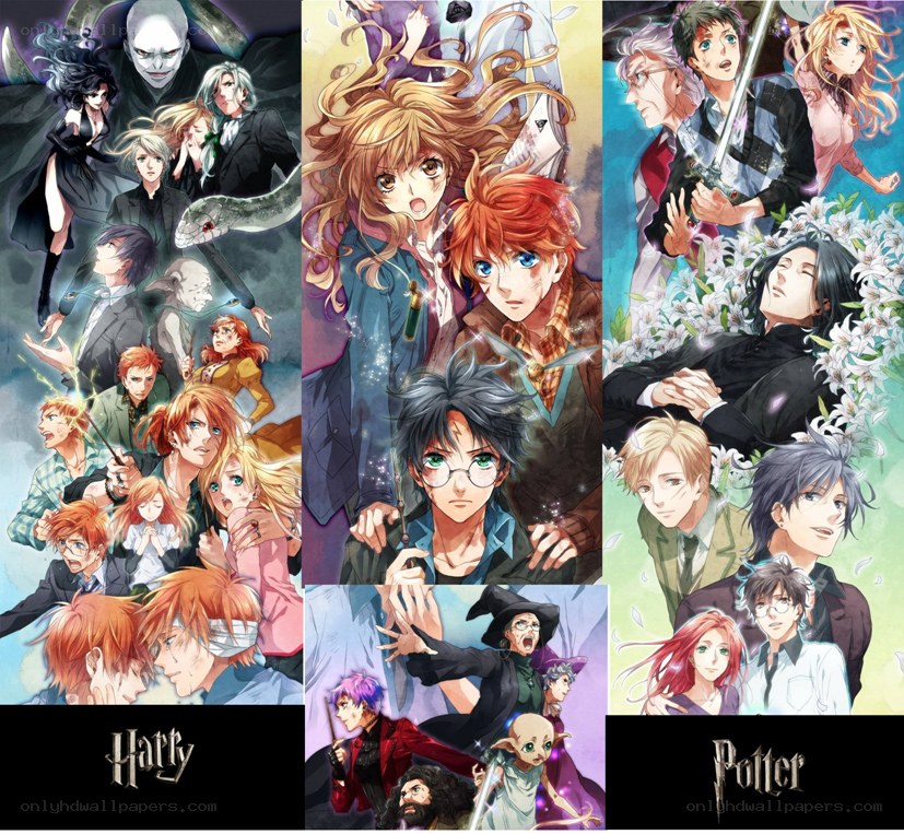 Harry Potter anime art collage
