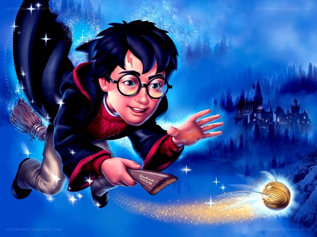 Harry Potter flying on a broom