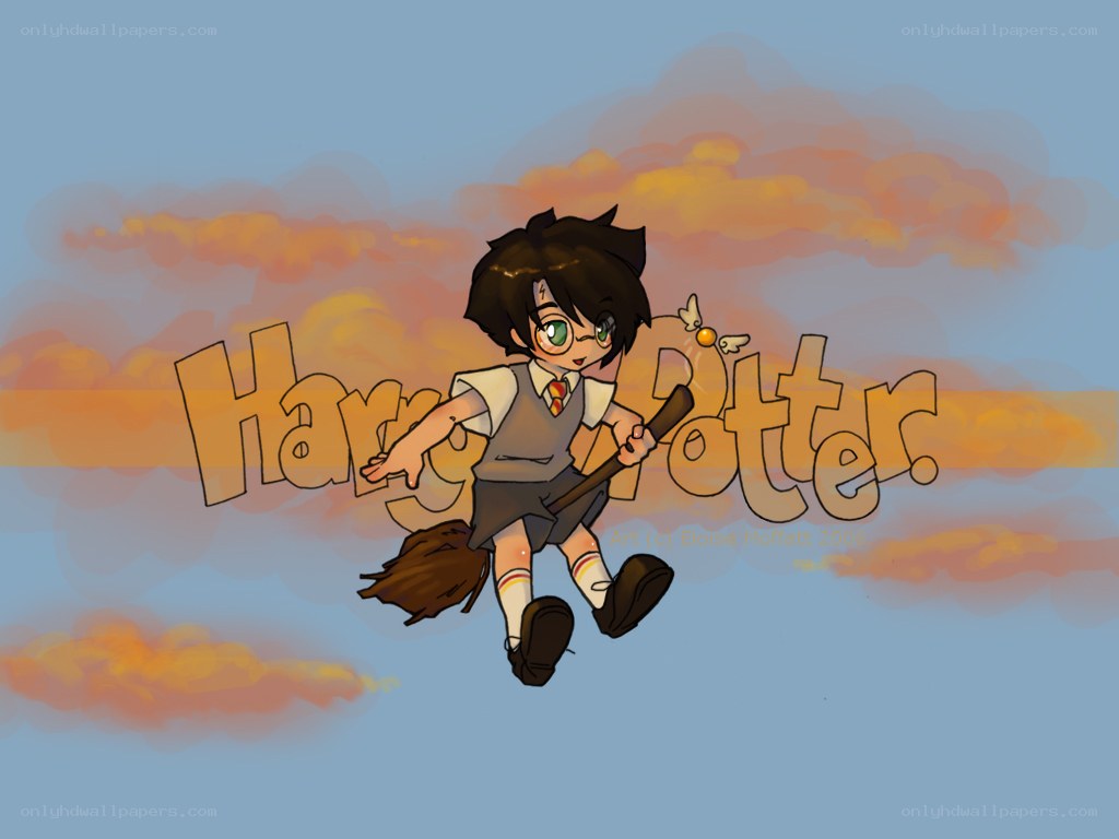 Harry Potter flying on a broom