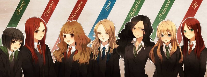 Harry Potter girls in school uniforms