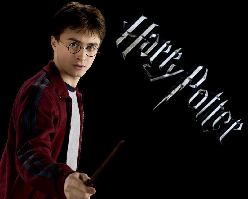 Harry Potter holding wand