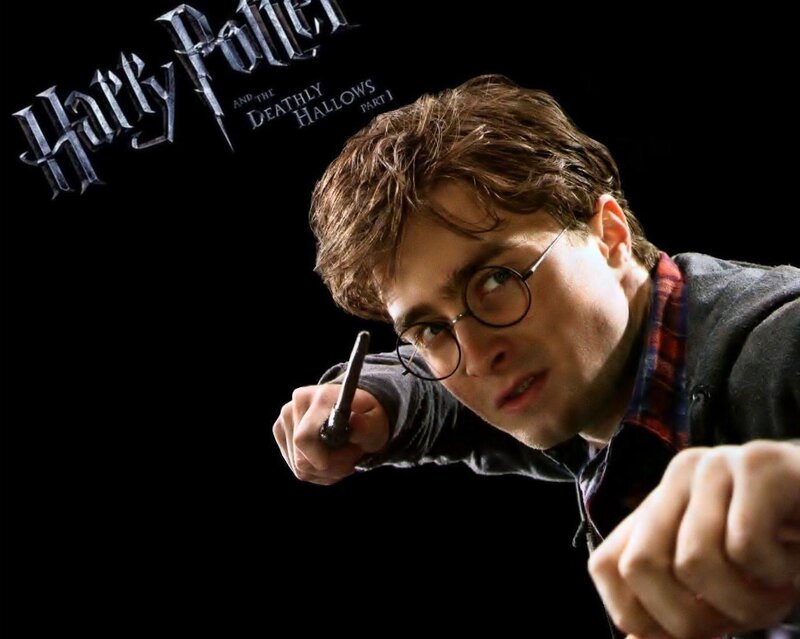 Harry Potter Holding Wand — Black, Dramatic