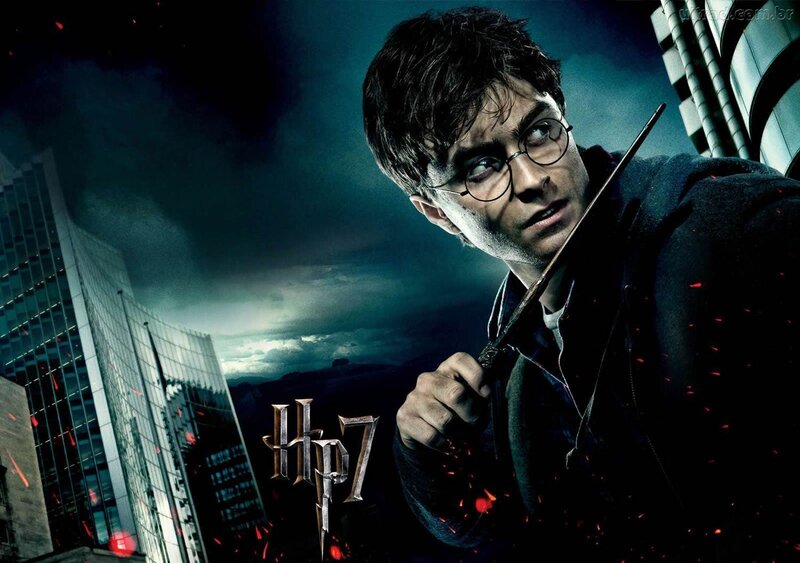 Harry Potter Holding Wand — Blue, Dramatic, Night