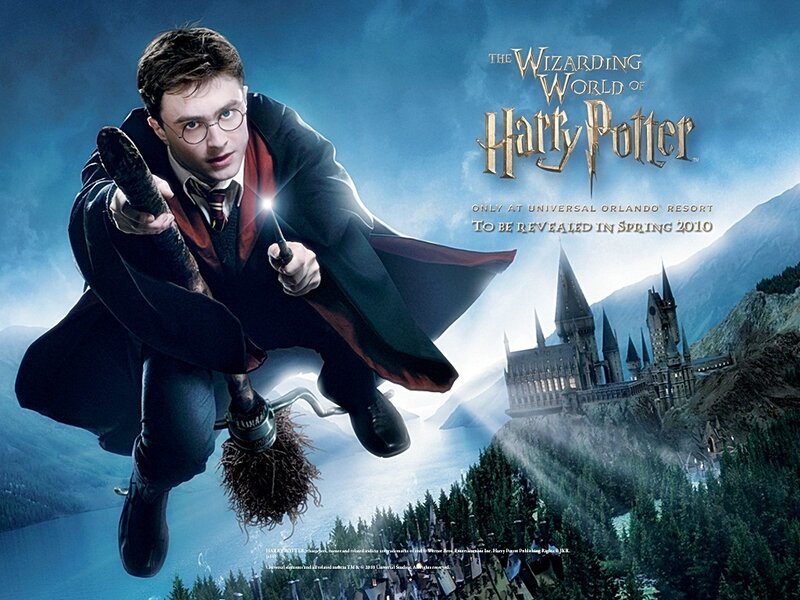Harry Potter on Broomstick — Blue, Dramatic