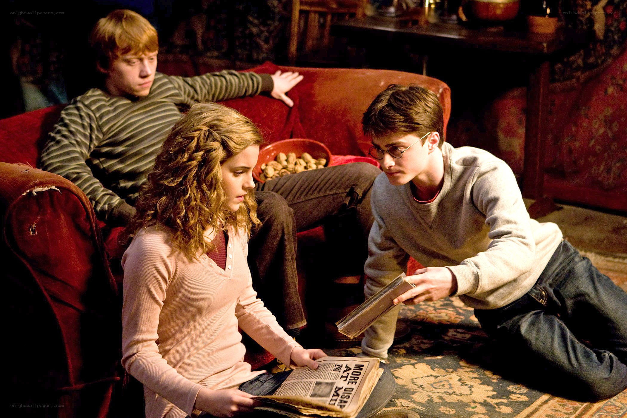 Harry Potter reading with friends