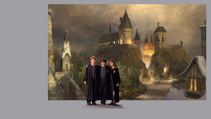 Harry Potter trio at Hogwarts