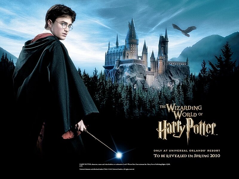 Harry Potter with Wand — Blue, Dramatic, Night, Photograph, Hogwarts Castle