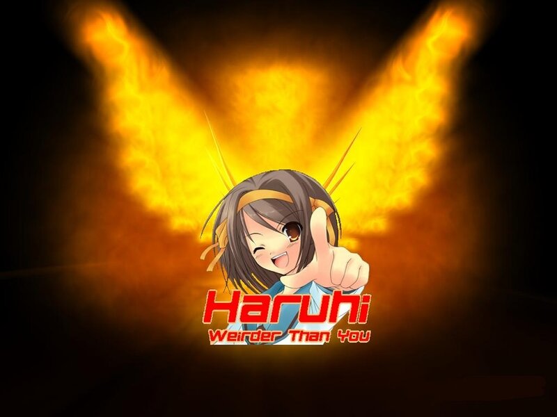 Haruhi character with fiery wings