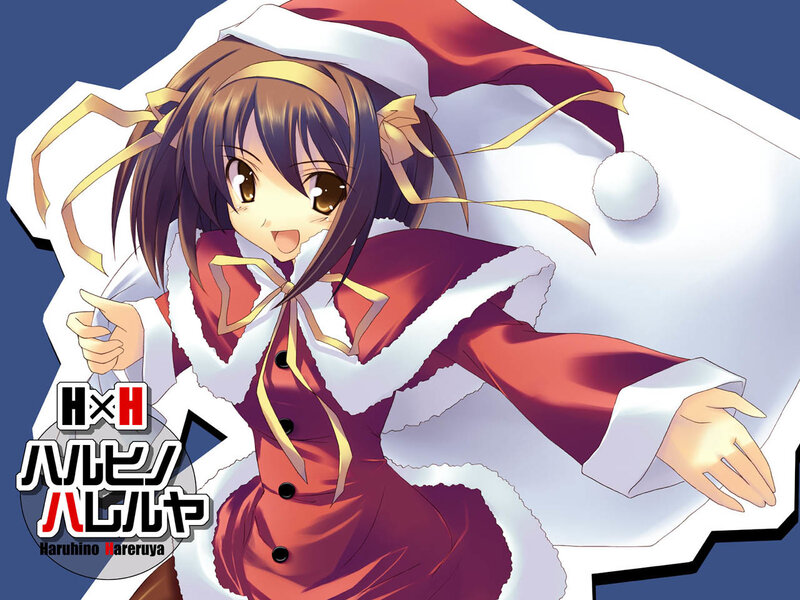 Haruhi in a Santa outfit