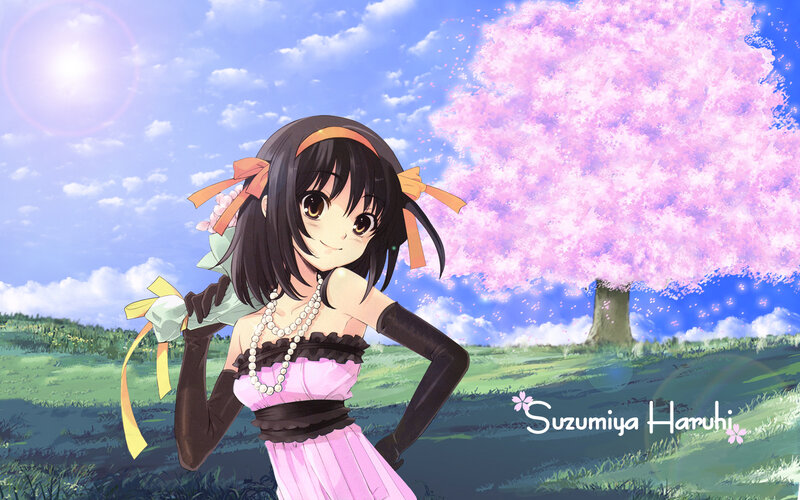Haruhi Suzumiya in a field