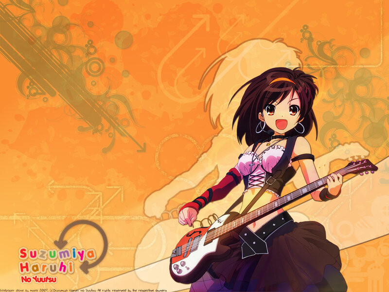 Haruhi Suzumiya playing bass