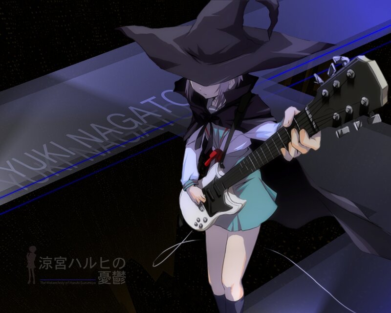 Haruhi Suzumiya playing guitar