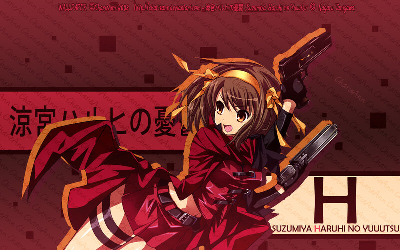 Haruhi Suzumiya with guns