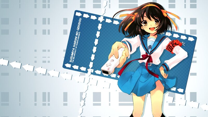 Haruhi Suzumiya with Wii remote