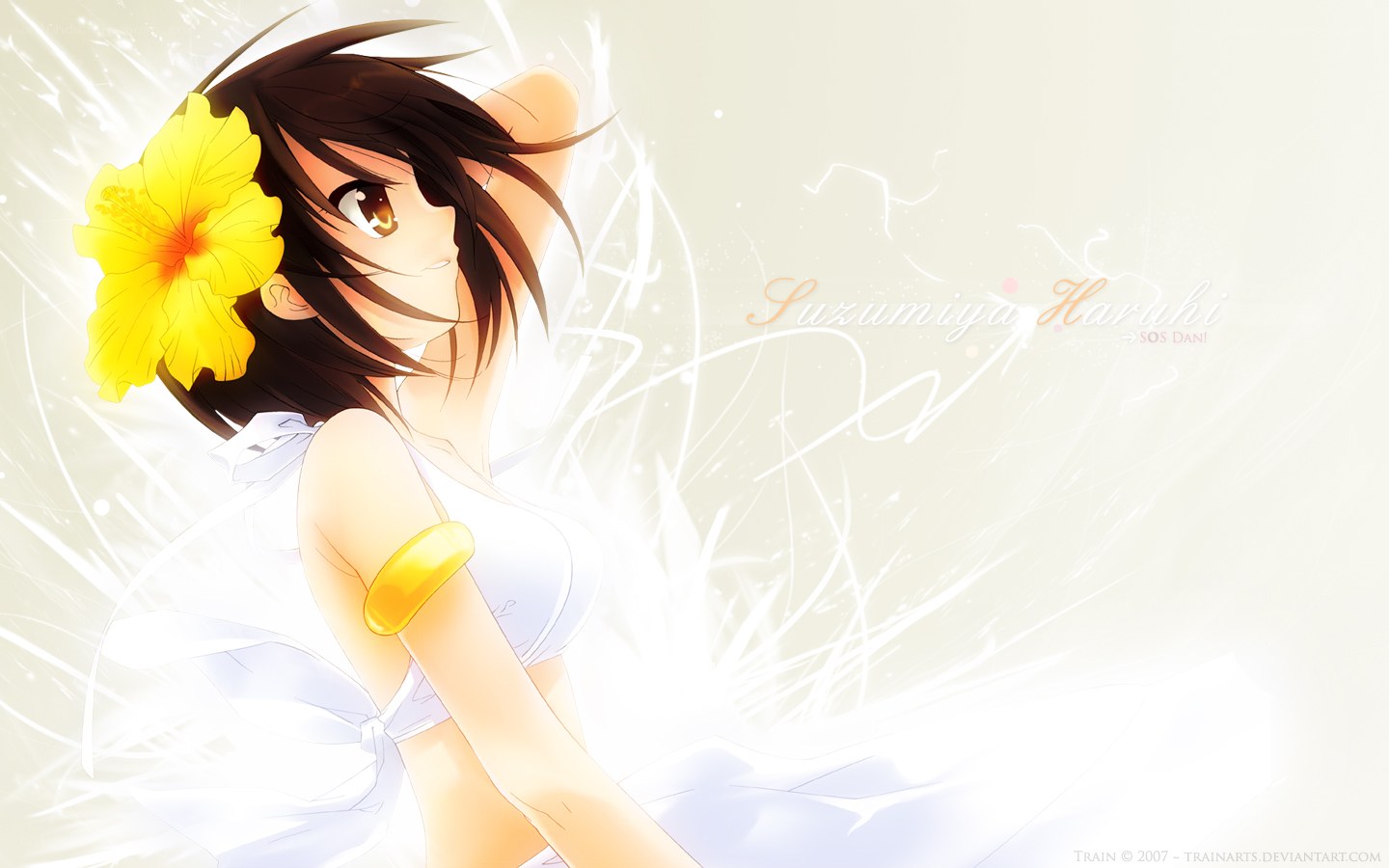 Haruhi with a yellow flower