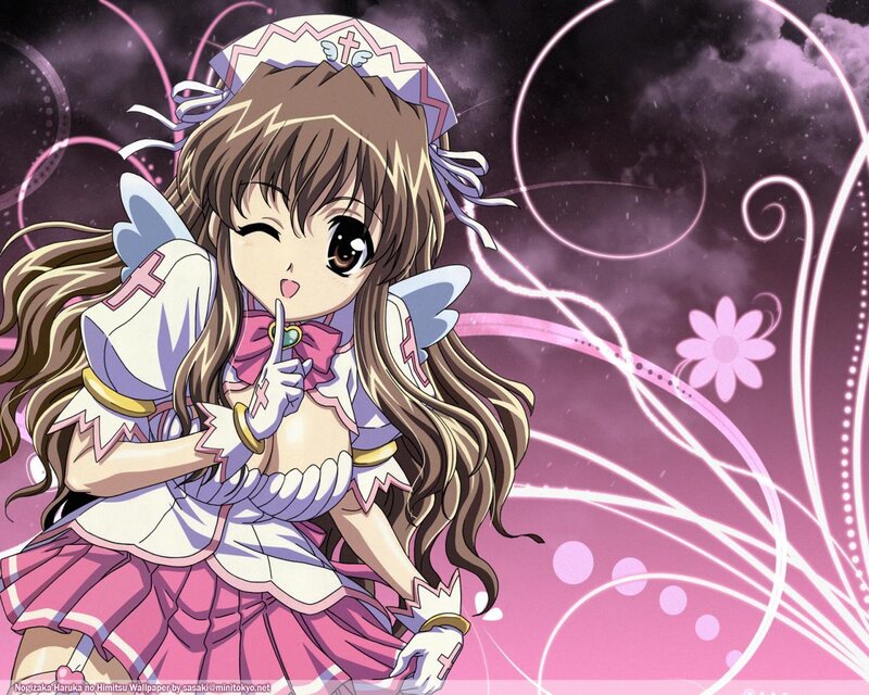 Haruka in a pink dress