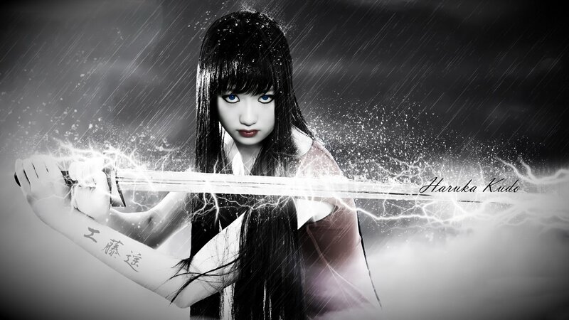 Haruka Kudo with lightning sword