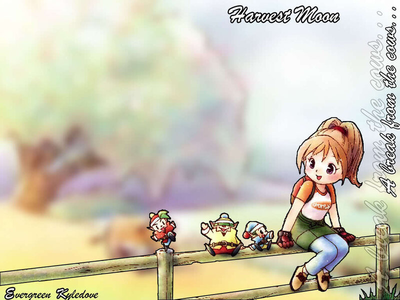 Harvest Moon characters on fence
